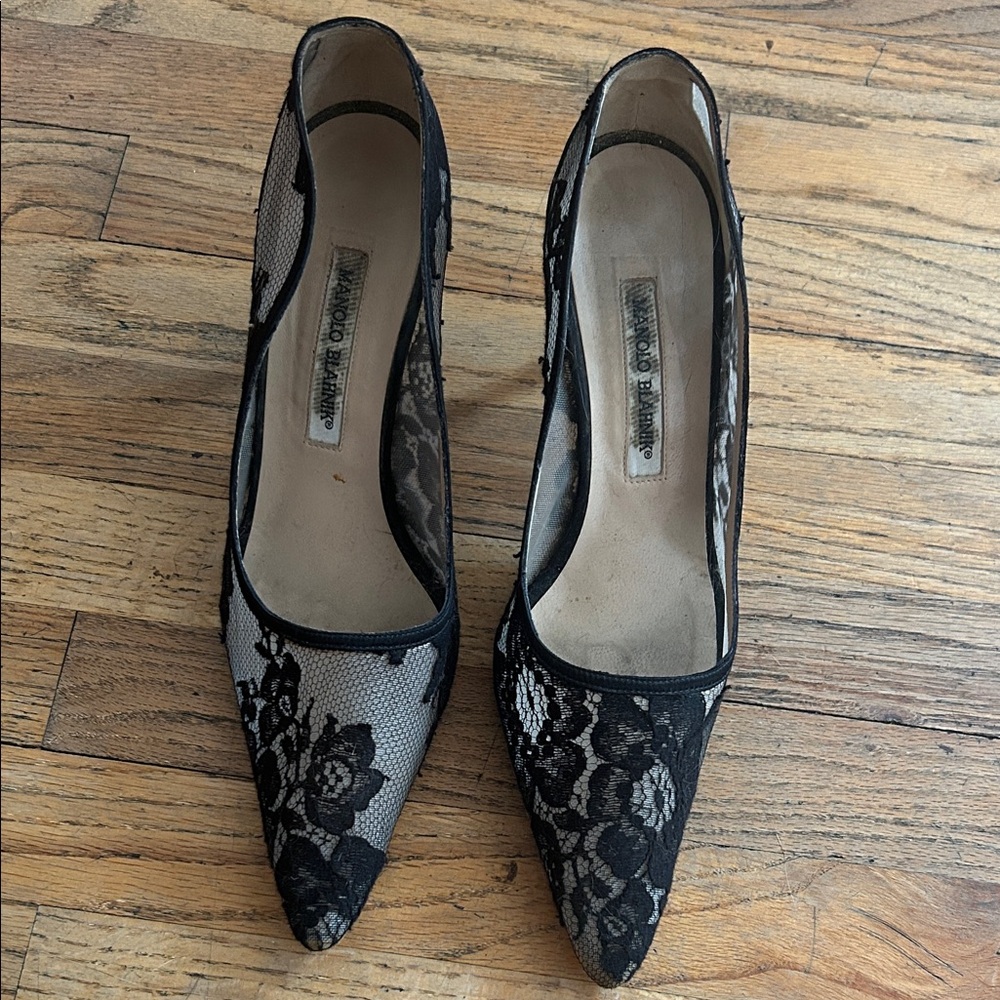 Manolo Blahnik Black Lace Heels